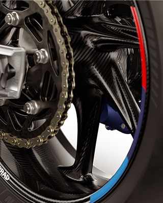 M Carbon wheels with tape design of the M 1000 RR
