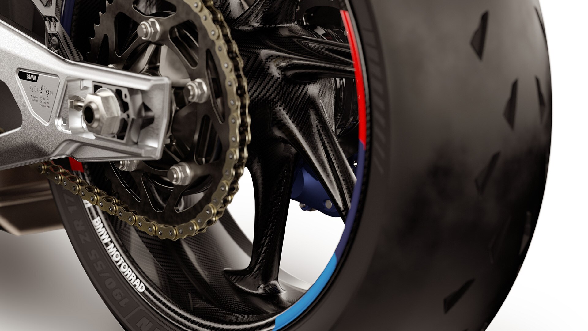 M Carbon wheels with tape design of the M 1000 RR