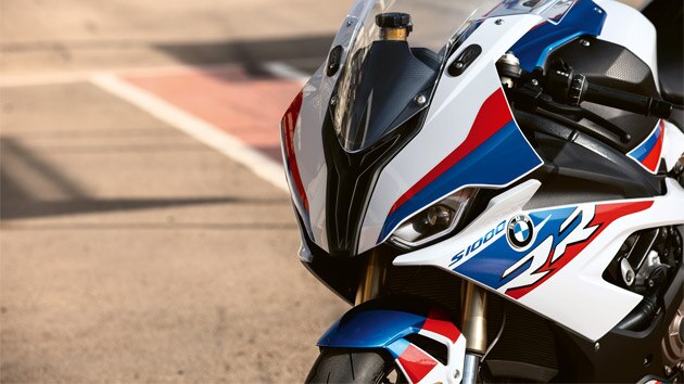 Detail view of the BMW RR headlights